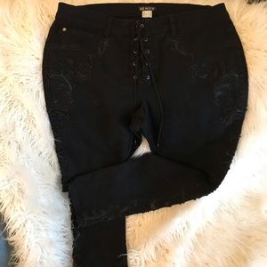 Black Sexy Venus Lace-Up Jeans